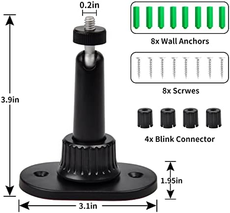 4 Опаковки на Силно лепкав за монтиране на стена за улична камера Blink, без пробиване или поставяне на винт Фиксиран, регулиращи се на 360 Градуса Монтиране на стена за