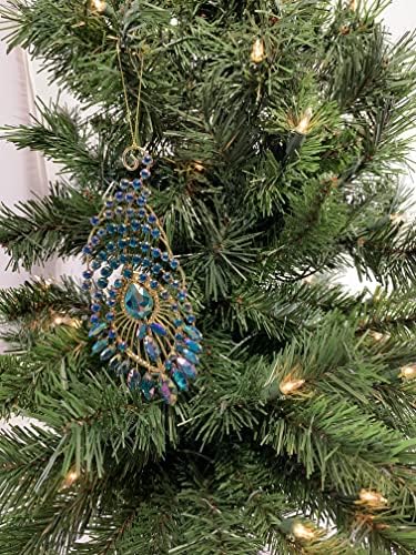 Златното Павлинье Перо със Сини Скъпоценни Камъни, Подвесное Коледна Украса