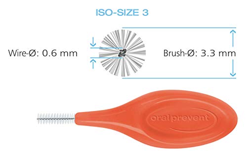 Межзубная четка Smart Grip от биопластика (захарна тръстика) на червения цвят, дължина тел 0,60 мм, размер ISO 3, 24 Четки в опаковки, всяка четка, снабден с предпазна капачка