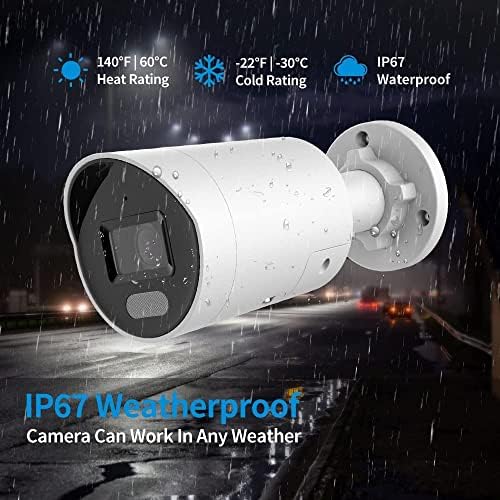 4-Мегапикселова IP камера Bullet PoE с цветен преглед, с стробоскопической светлини и звуков предупредителен знак, за откриване на човек / на превозното средство, Вграден