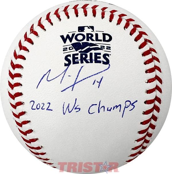 Mauricio Дюбон С Автограф от Официален Представител на Световните серии по бейзбол 2022 година С Надпис WS Champs