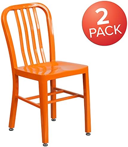 Флаш Мебели Gael Commercial Grade 2 Pack Оранжево Метален Стол за помещения и на улицата