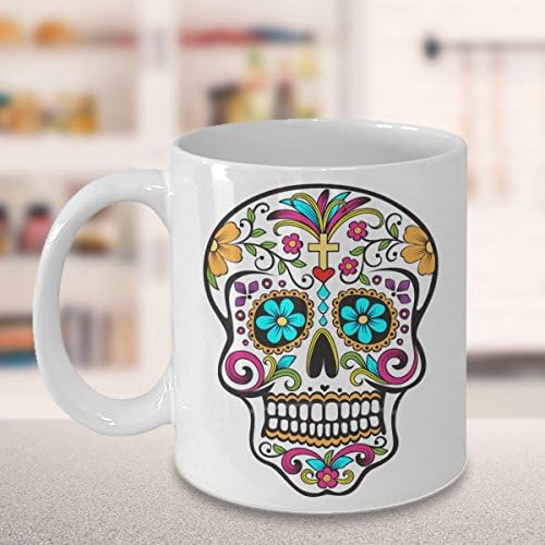 Чаша HollyWood & влакното наблизо Денят на мъртвите - Цветна Чаша със Захарен череп - Мексиканските народното