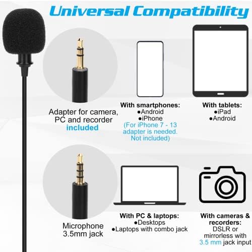 Петличный микрофон с ревери професионален клас за vivo Z5x (2020 Г.), Съвместим с мобилен телефон iPhone или