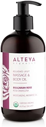 Органично Масло за масаж на тялото и Alteya с българска Роза - Сертифицирано от USDA Органично Натурално Подмладяващи