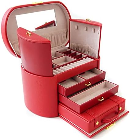 Кутия за Съхранение на QUUL Сватбена Ковчег За Бижута, Кожена с Ключалка Пътна Чанта Огърлица, Пръстен