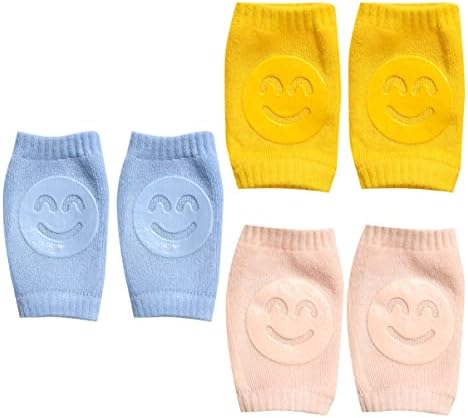 Kisangel 6 двойки Защитен Налокотник Цвят + жълто Регулируеми Накладки За бебета Синьо + кожа Дишаща Наколенник