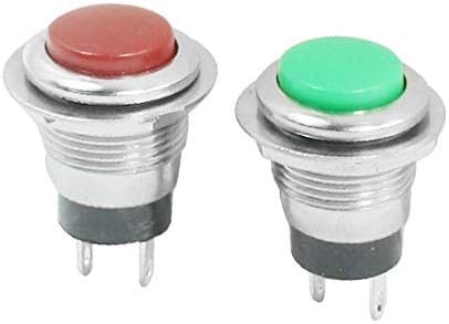 X-DREE 2 елемента 12mm Незабавен SPST Червено-Зелен Бутон превключвател AC125V 6A 250V 3A (2 елемента 12mm Незабавен