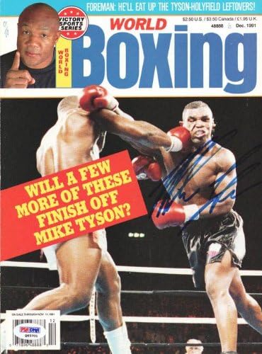 Реколта корица на списание Светът на бокса с автограф на Майк Тайсън PSA/DNA Q65701 - Боксови списания с автограф