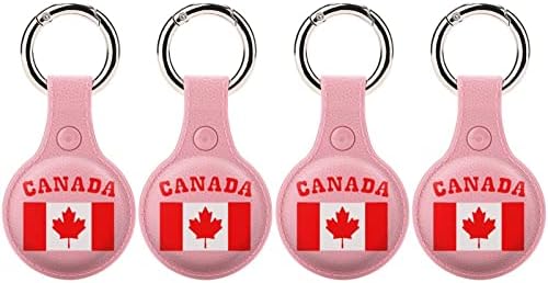 Защитен калъф с Флага на Канада, който е Съвместим с Държач AirTag Anti-Lost Локатор с Ринг за ключове за Чантата