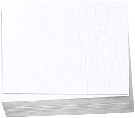 Hamilco 5x7 Бяла Бельо Текстурирани Картонена хартия, Празни Шкафа, Плосък индекс карта, 80 килограма, корица – 50 Опаковки