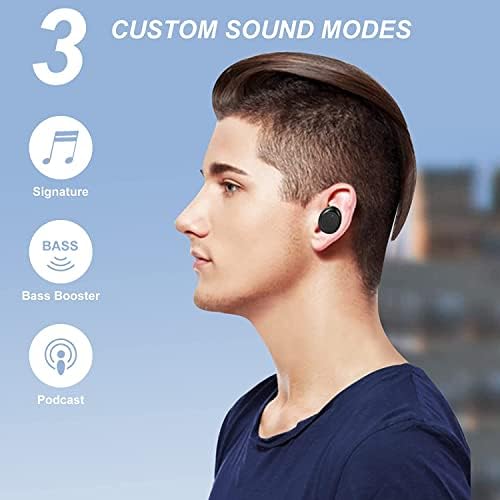 KRTYLYT Водоустойчив Безжични слушалки Bluetooth 5,0 True, Сензорно управление, 30 часа, за Циклично възпроизвеждане,