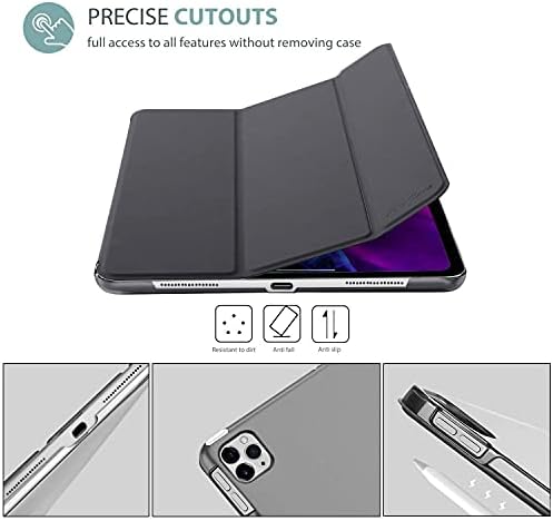 ProCase Сив Тънък калъф за iPad Pro 12,9 4-то поколение 2020 г. и 2018 г. в комплект с [6 и с малко пари] Черна
