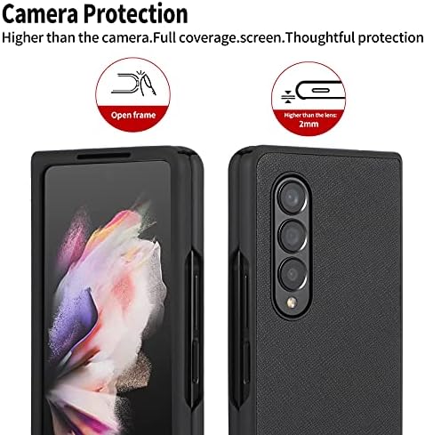 Предназначен за Samsung Galaxy Z Fold 3 Case, Калъф за телефон Galaxy Z Fold 3, Защитен калъф за вашия телефон от високо качество на кожата + КОМПЮТЪР, Съвместим с Z Fold 3 5G (2021)