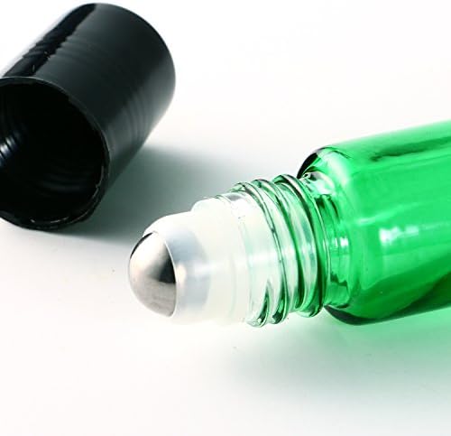 JamHoo 12 бр. стъклени бутилки-ролки с обем от 10 мл с лъжичка-една ролка от неръждаема стомана - за Многократна