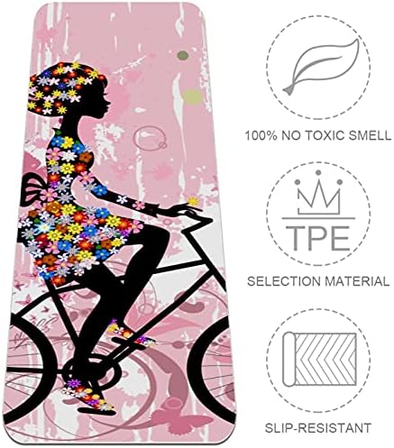 SDLKFRELI, Много дебело килимче за йога 6 мм, розов Пролетта за момичета, Скиори на Велосипед с Флорални Принтом,