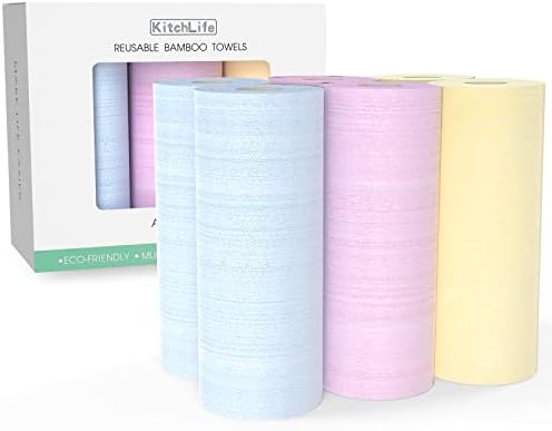 За многократна употреба бамбукови салфетки KitchLife - 6 ролки = Доставка е 24 месеца, Ролка Моющейся и рециклирана хартия, Еко-приятелски подаръци, три-цветен