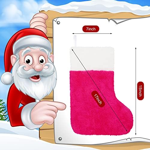 На филц и Коледни Чорапи, 8 опаковки, Красиви Коледни Чорапи, Плюшени Декоративни Чорапи, Коледни Чорапи за