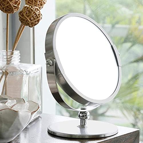 Огледало за грим KEKEYANG Козметично огледало за грим, десктоп двустранно огледало с 3-кратно увеличение, въртящо се на 360 ° Огледало за баня, тоалетен огледало (Цвят: ср?