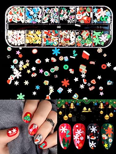 36 Мрежи Коледен Дизайн нокти с Лъскави Пайети, Просто Холограма Лазерни Снежинки, Снежен човек Коледна Елха Дядо Коледа Блясък за Нокти Цветни Блестящи Конфети Люс