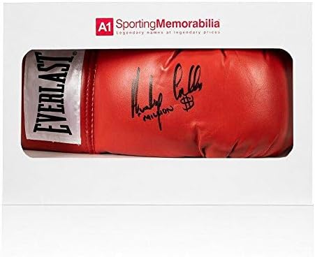 Светът бокс ръкавица с автограф Антъни един Милион долара Кроллы Червена Евърласт - Подарък кутия - Боксови