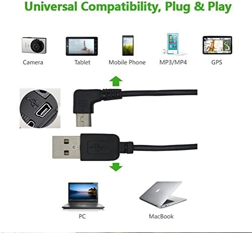 CableDeconn 180 см A USB съединители Mini 5Pin USB B Включете Правоъгълен Адаптер Кабел за зареждане, синхронизация