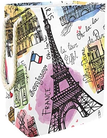 Кошница за дрехи Реколта пощенска Картичка с Айфеловата Кула в Париж Сгъваема Кошница за съхранение на бельо
