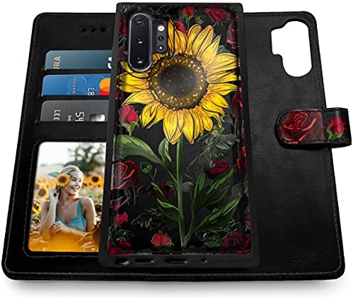 Чанта-портфейл Shields Up Galaxy Note 10 Plus, [Подвижни] Магнитен калъф-портфейл с отделения за карти и каишка