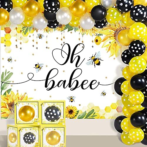 Декорации на Пчелното тема, Oh Baby Bee Boy Girl Baby Shower Аксесоари За Декорация на партита, Слънчоглед,