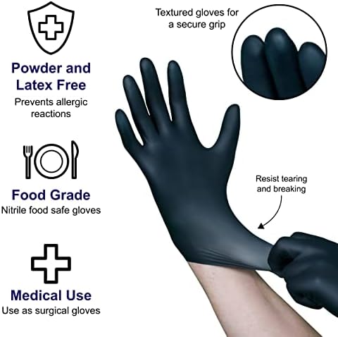 Нитриловые ръкавици VGuard A16A3 - 5-миллиметровые черни ръкавици за еднократна употреба