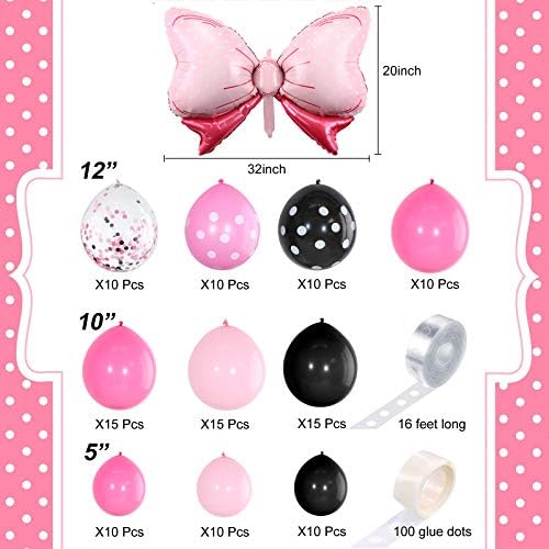119 Комплект Арка с Венец от балони Мишка включва балони от фолио с розов нос, балони от латекс в розово-червена