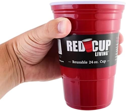 Red Cup Living 24 Грама Множество чаша за партита с капак и Соломинкой, Чаша и чаена чаша | за Многократна употреба,