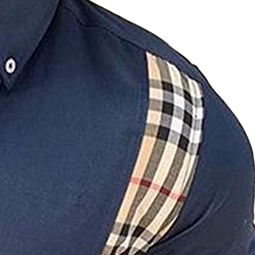 DGHM-JLMY Мъжки Модни Тънка Риза в клетка С Ревера на Ризата в Контрастен цвят, с дълъг ръкав, Ежедневни Лека