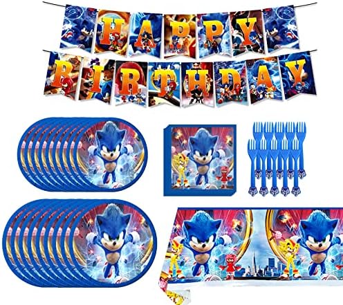 Аксесоари за парти в чест на рождения Ден на Sonic, за децата, Украса за звуков партита Включват Банер за Рожден