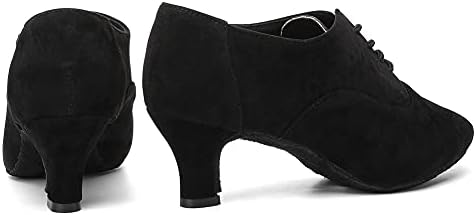 Дамски обувки за латино танци HIPPOSEUS със затворени пръсти дантела, Обувки за практикуване на Бални танци,