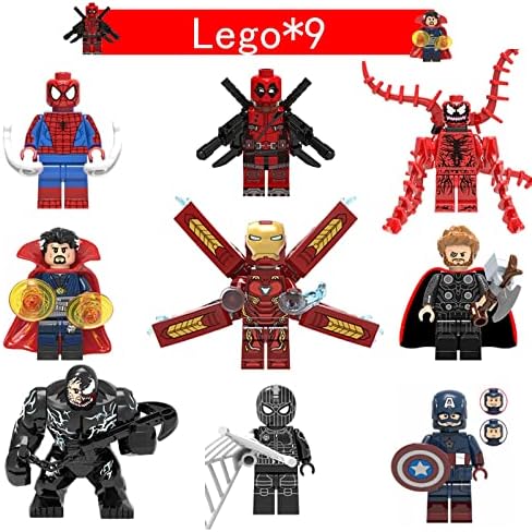 9 бр., комплекти мини-фигури на супергерой, строителни блокчета, играчки с герои от филми, мини-фигурка с оръжие