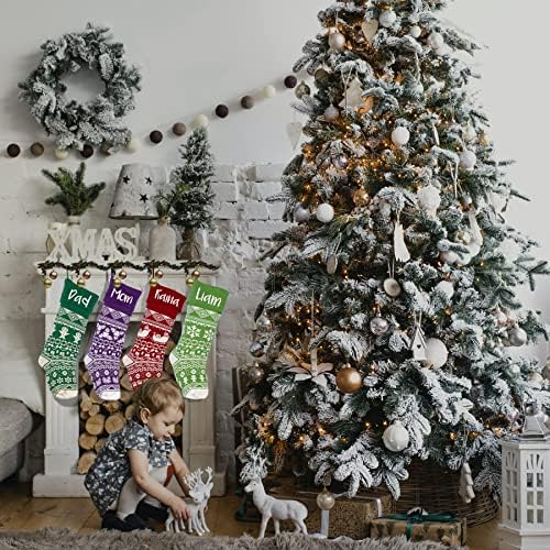 HiPeep Коледен Отглеждане 6 Опаковки 21 инча Вязаный Коледен Отглеждане Камина Окачен Коледен Декор, Декорации,