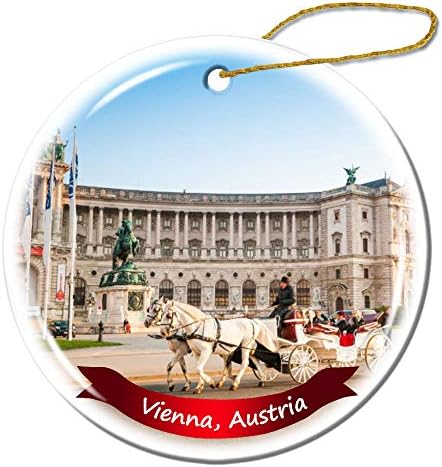 Fhdang Decor Виена, Австрия, Коледен Орнамент, Порцелан Двустранен Керамични Украшение, 3 Инча