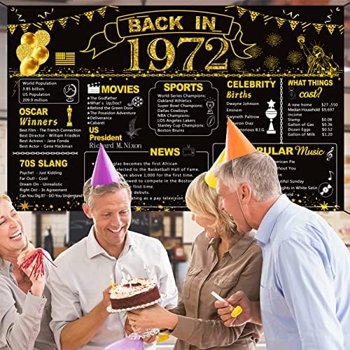 DARUNAXY Украса за парти в чест на 51-ия рожден Ден от Черното злато, Банер 1972 година, Плакат за партито в
