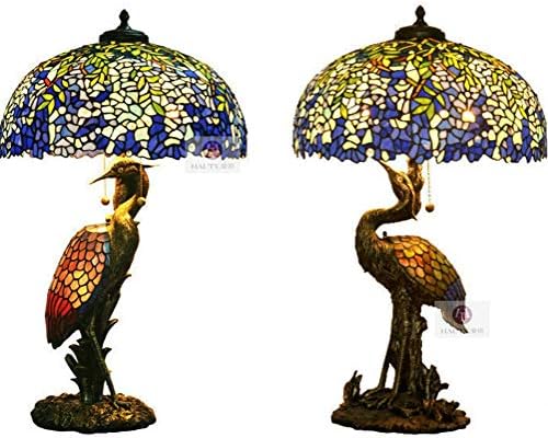 Тифани Антични Настолна Лампа 20Европейски Стил Хол лампа Класическа Атмосфера Глициния Цвят Стъклена лампа