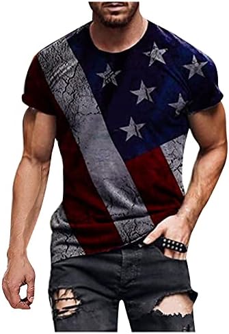 Мъжка тениска с принтом звезди и ивици, Американски флаг, Деня на Независимостта на САЩ, на 4 юли, Тениска с