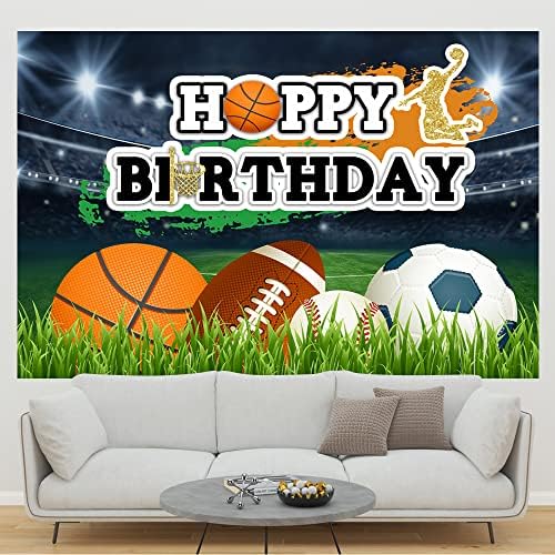 Ticuenicoa 9 × 6 метра Спортен Фон за Рожден Ден Момчета Футбол, Баскетбол, Бейзбол Детски Фон За рождения Ден