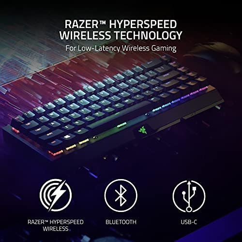 Razer BlackWidow V3 Mini HyperSpeed 65% Безжична ръчна детска клавиатура: Безжична технология HyperSpeed - Жълти