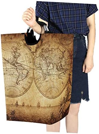 Езерото АЛАЗА Карта на света, Кошница за дрехи кош за бельо Голяма Кошница за Съхранение с Дръжка за Подарък