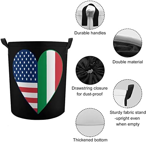Обичам Да Итало-Американската Кръгла Чанта за дрехи Водоустойчив Кошница За Съхранение с Завязками и дръжка