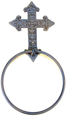 Крестовидное пръстен за хавлиени кърпи 6 от чугун с кафява тапицерия и фитинги