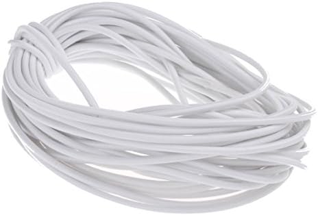 Бял дебел кръг еластичен кабел COTOWIN с дебелина 1/8 инча (3 мм) на 10 ярда (нарязани)