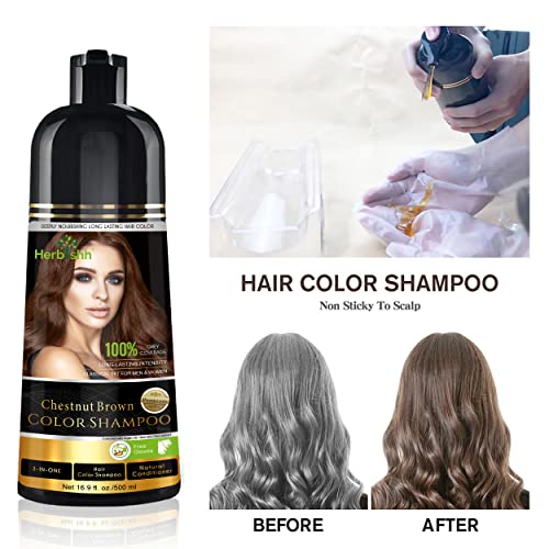 Herbishh Hair Color Шампоан за Сива коса – Вълшебен Шампоан–боя за коса - Петна Косата за няколко минути–Устойчив–500