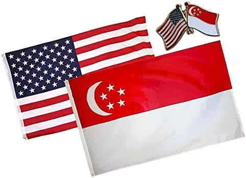 Нов Разход Флаг на САЩ и Сингапур 2x3 2 'x3' за украса на Хартата и на Приятелството на Ревера - Брошки и Нитове