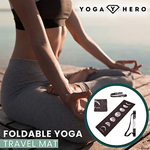 Сгъваема подложка за йога Yoga Hero за жени и мъже с принтом - Преносим тънък килимче за йога с каишка за носене